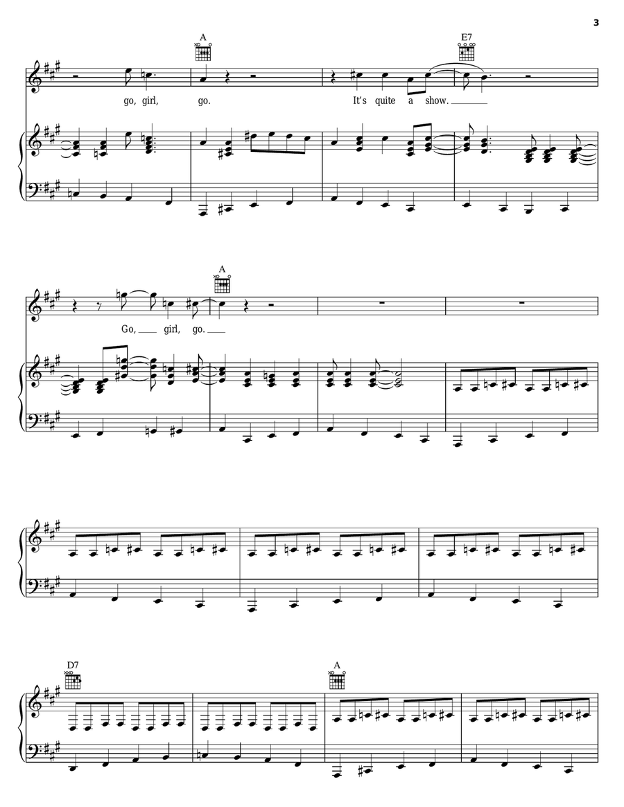 Go Girl Go Go Girl Go Piano, Vocal, Guitar scores gallery preview page 3