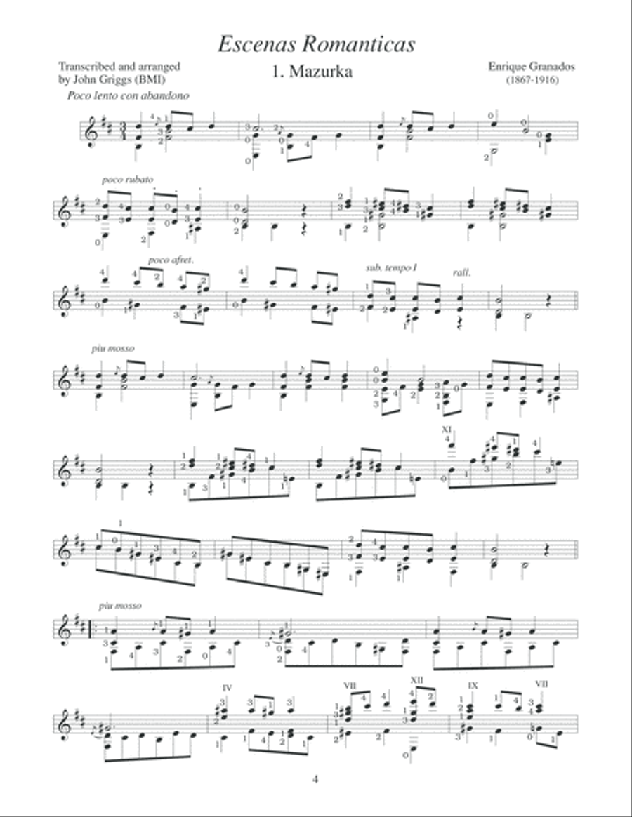 Granados: Romantic and Poetic Scenes Acoustic Guitar scores gallery preview page 5