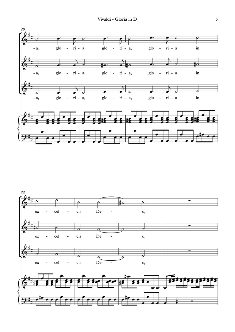 Vivaldi: Gloria in D major, (SA soli, SSA choir edition, vocal score) SSA scores gallery preview page 5