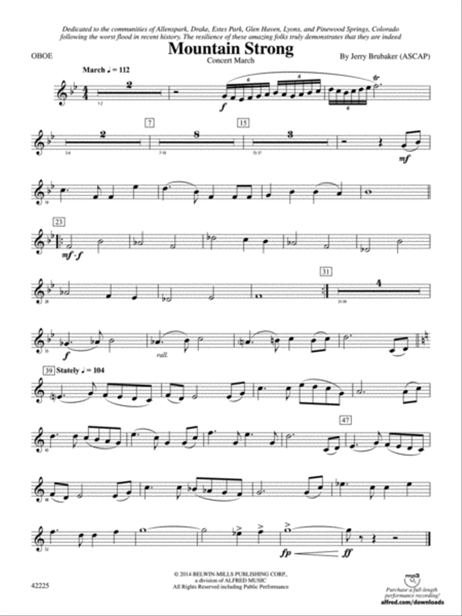 Mountain Strong: Oboe Concert Band scores gallery preview page 1