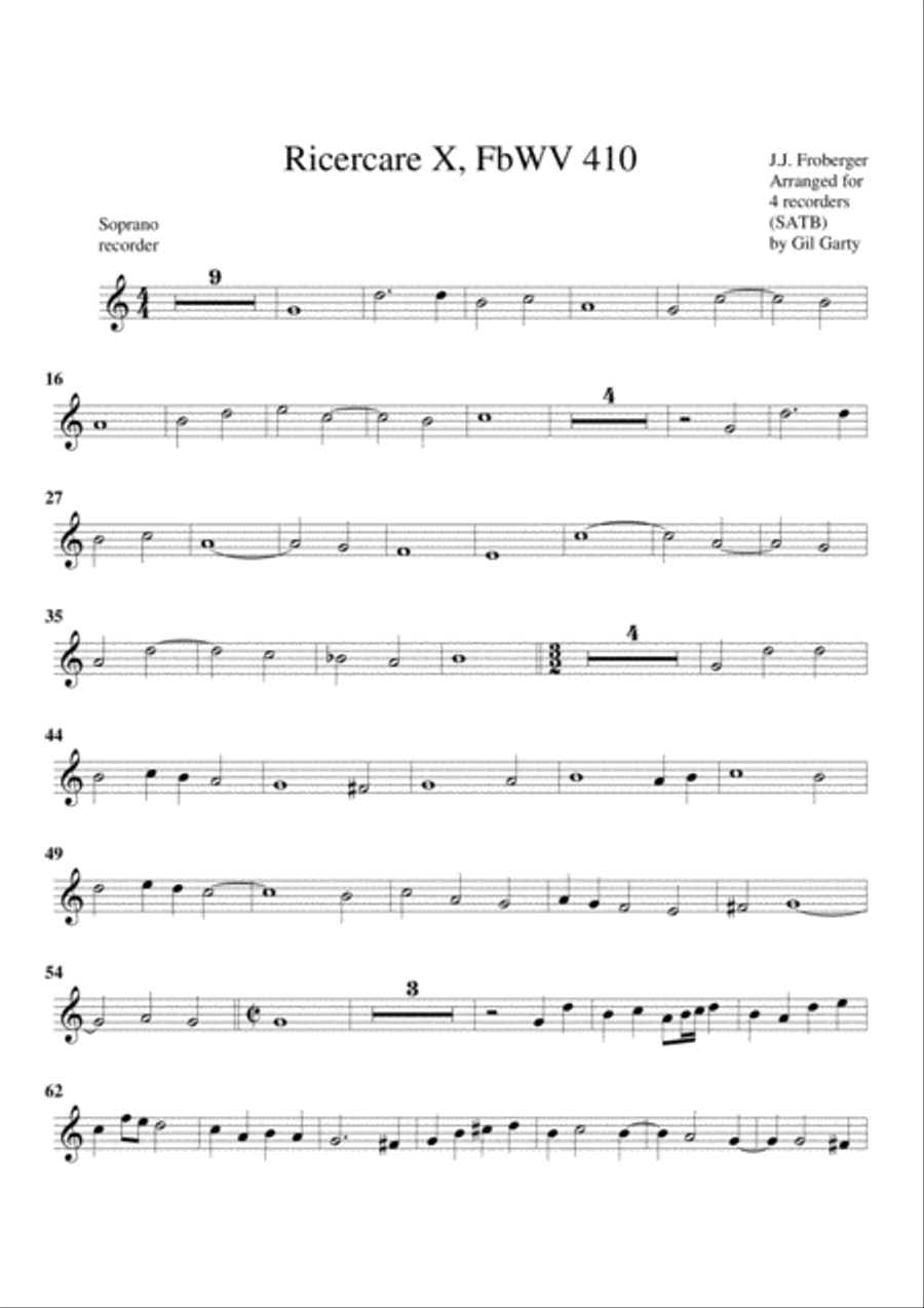 Ricercare no.10, FbWV 410 Recorder scores gallery preview page 5