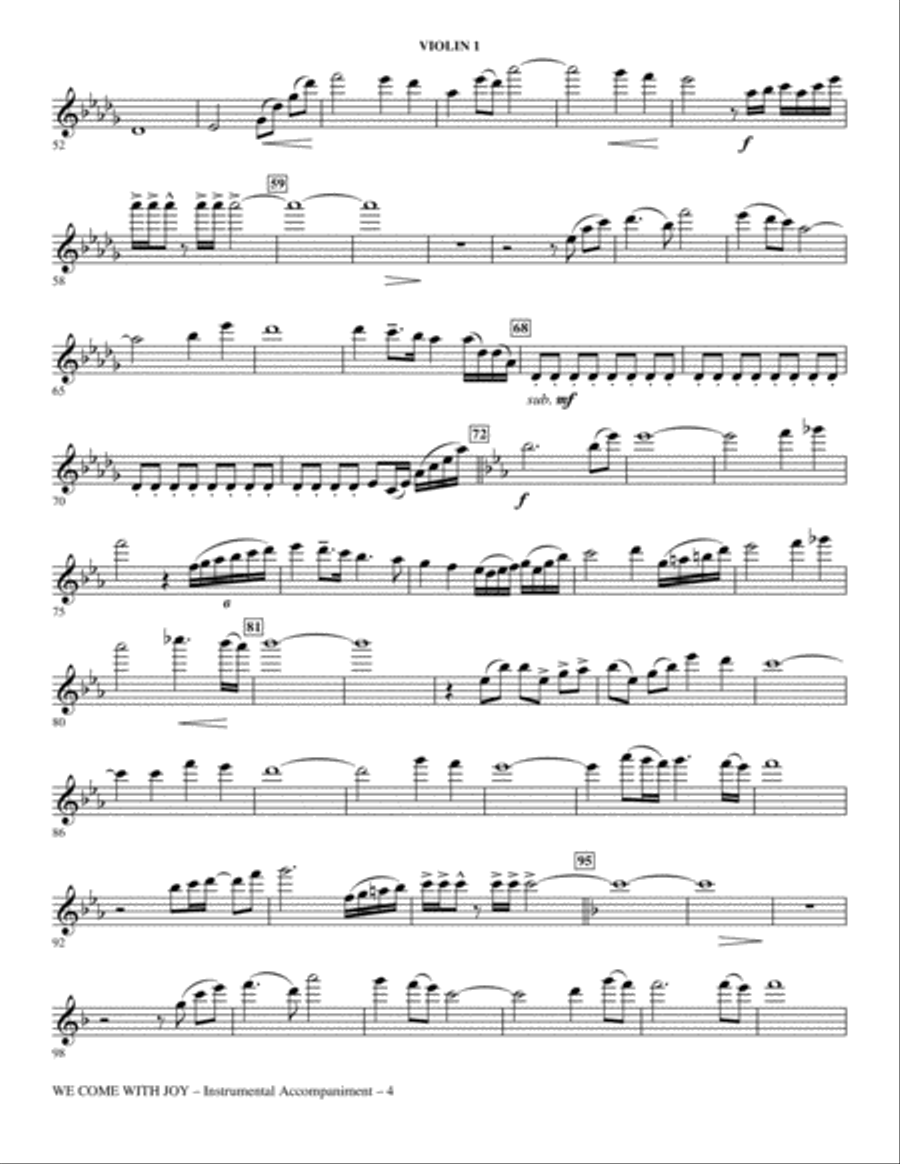 We Come With Joy Orchestration - Violin 1 Choir scores gallery preview page 4