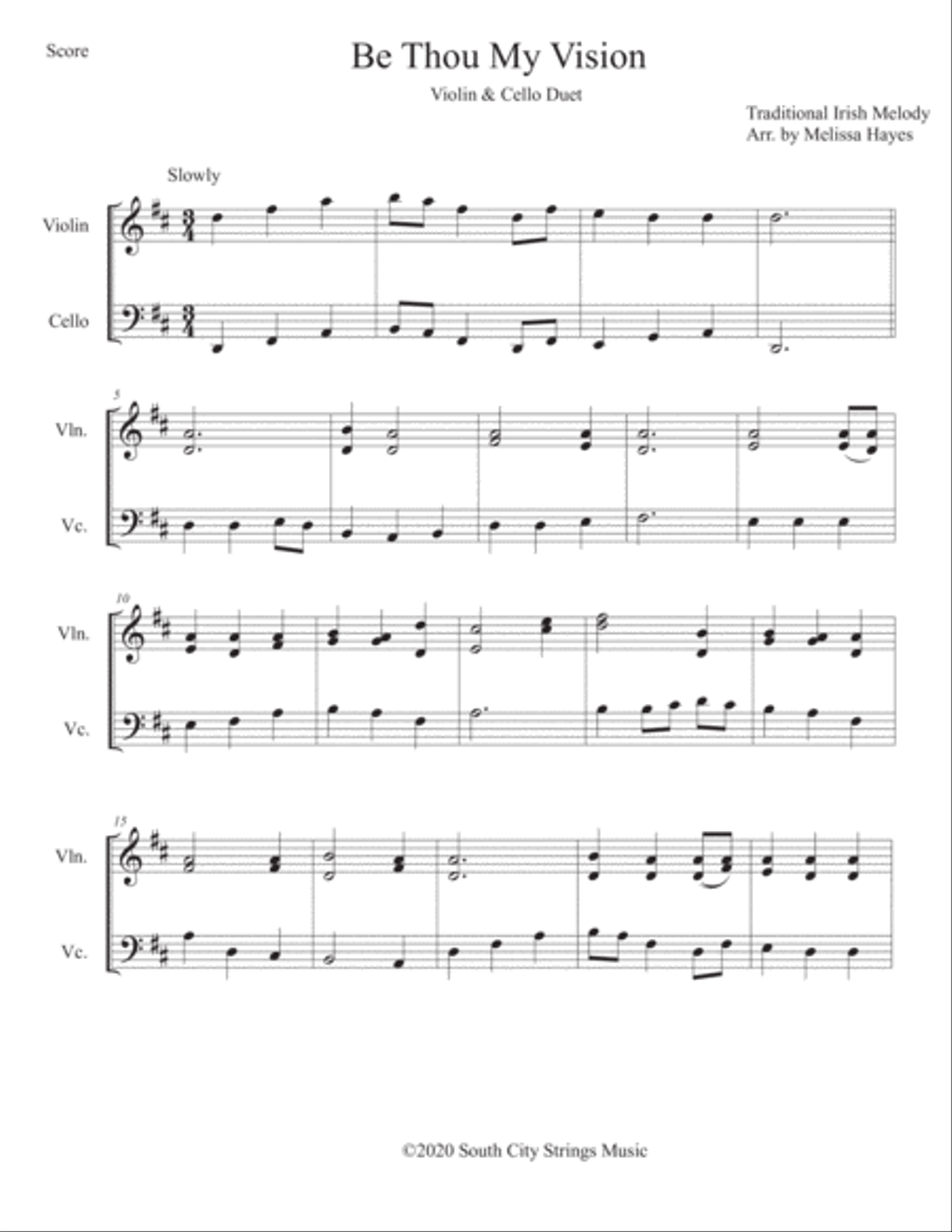 Be Thou My Vision for violin and cello Cello scores gallery preview page 1