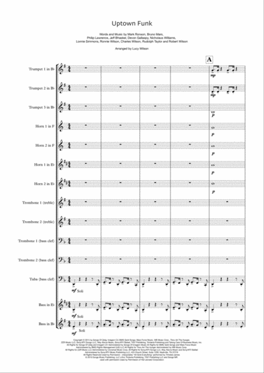 Uptown Funk Small Ensemble scores gallery preview page 1