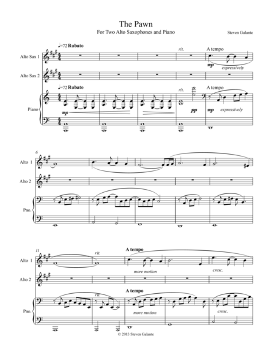 The Pawn Alto Saxophone scores gallery preview page 1