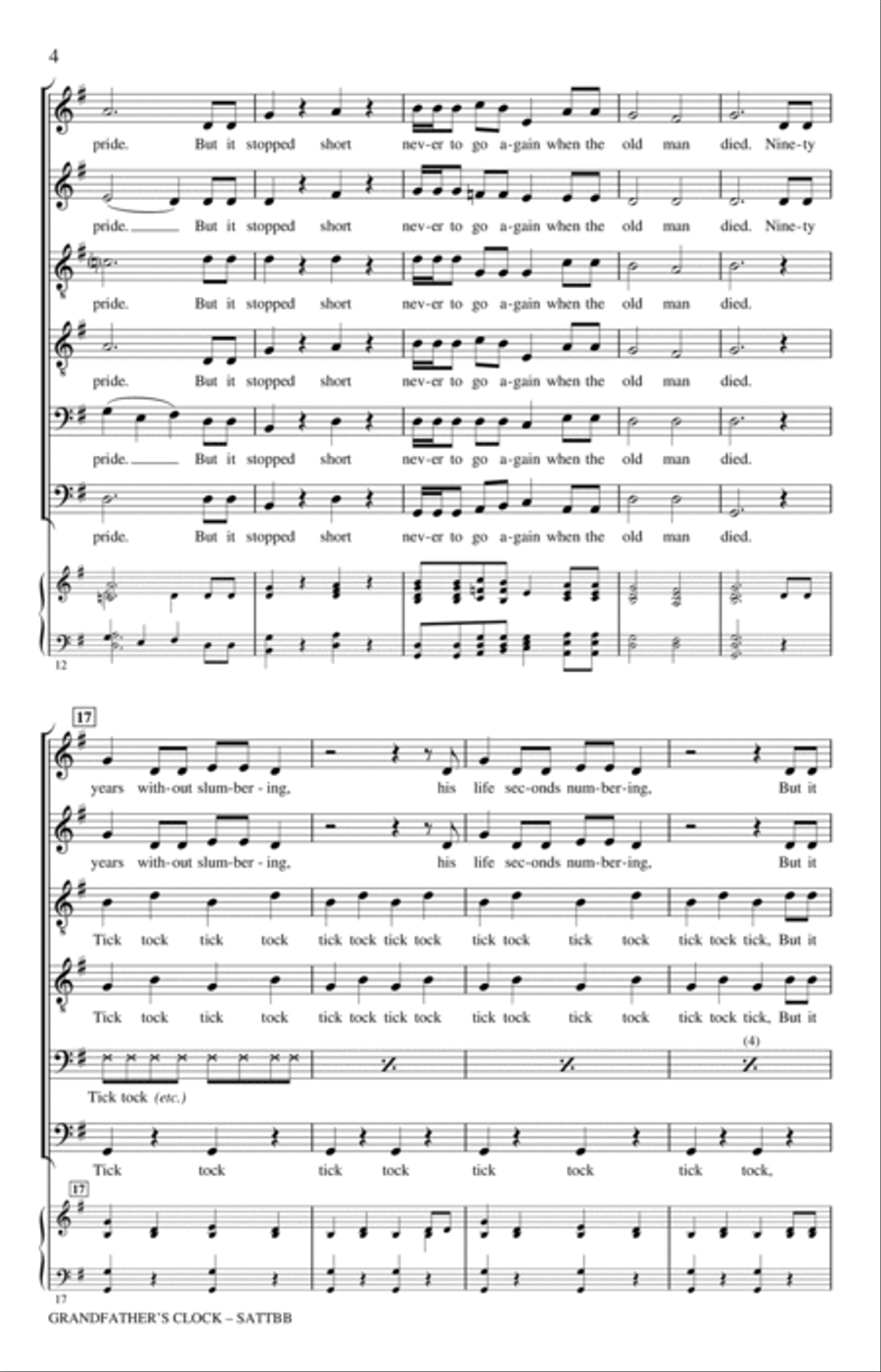 Grandfather's Clock (arr. Philip Lawson) A Cappella scores gallery preview page 3