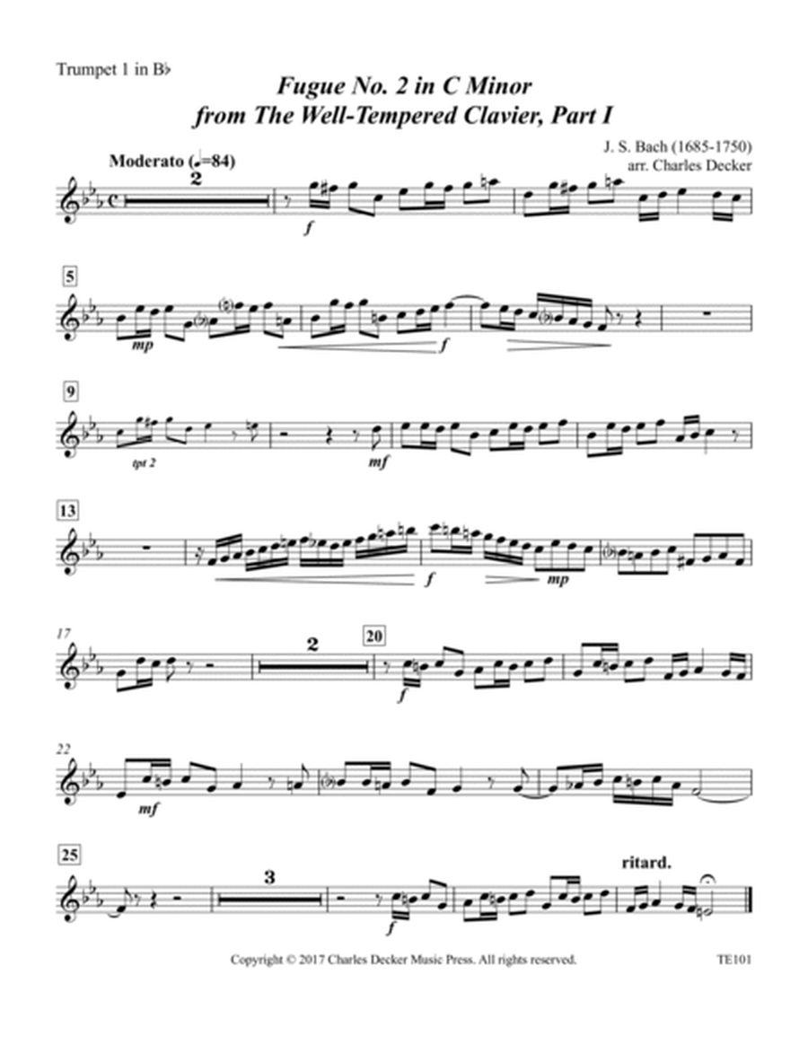 Fugue in C minor from The Well-Tempered Clavier, Book 1 for Trumpet Ensemble image number null