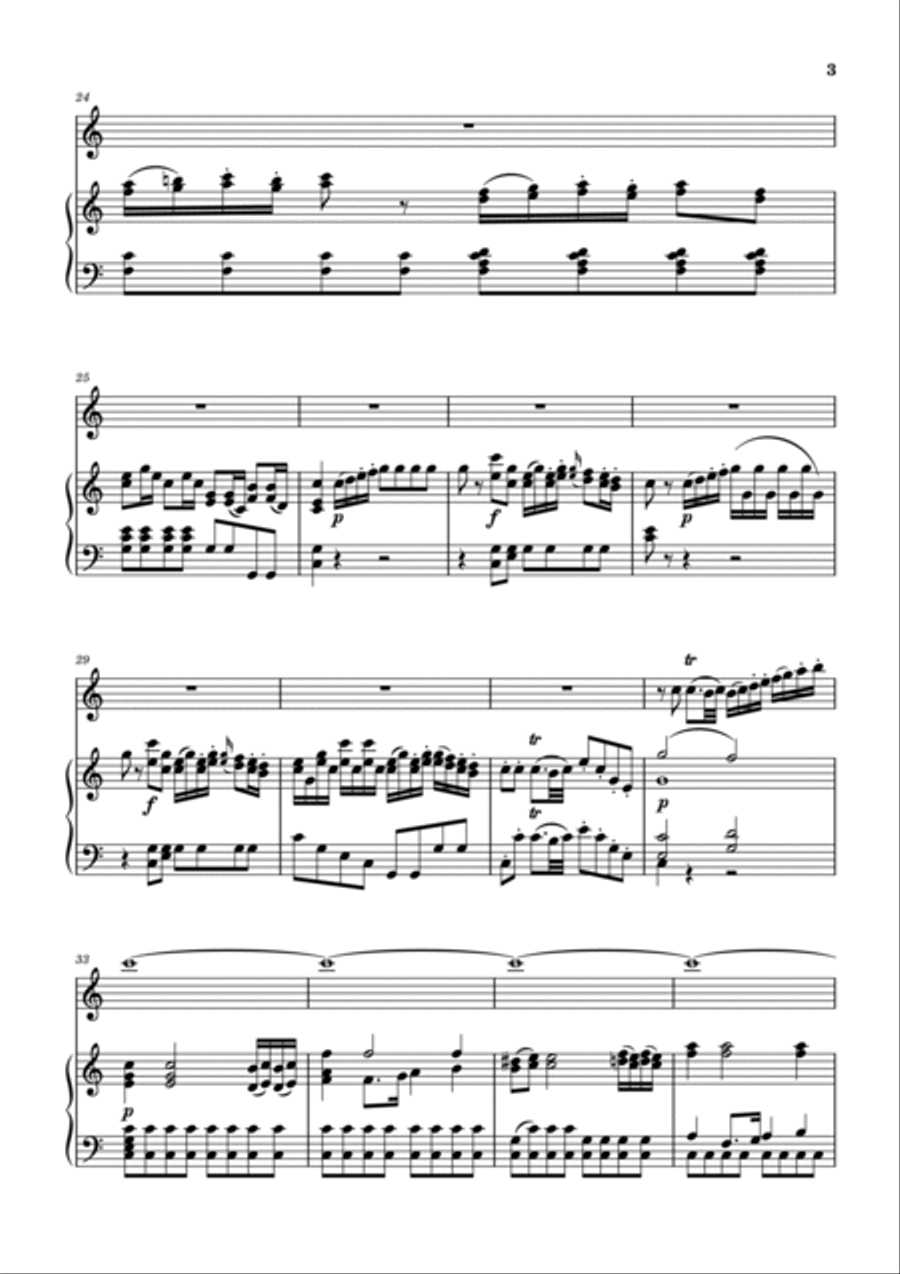 Mozart - Oboe Concerto in C major - K.314, Mov.III - For Flute and Piano Original Flute scores gallery preview page 3