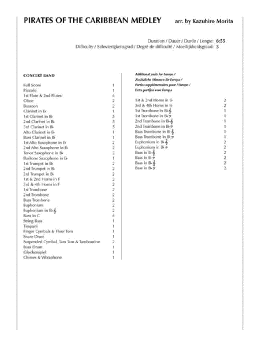 Pirates of the Caribbean Medley 1 and 2 Concert Band scores gallery preview page 2