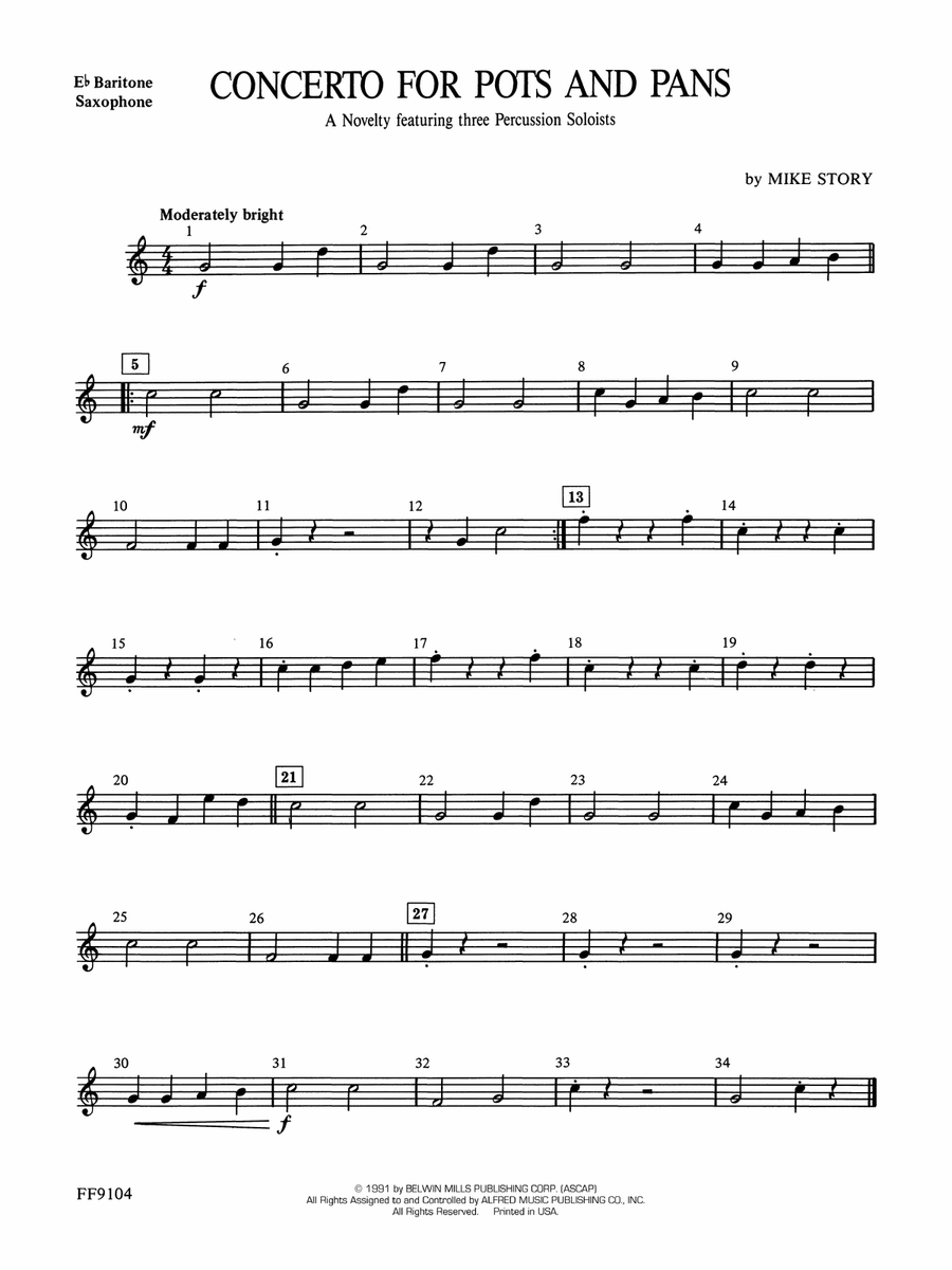 Concerto for Pots and Pans: E-flat Baritone Saxophone