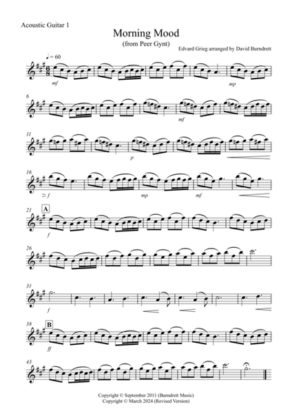 Morning Mood (from Peer Gynt) for Guitar Quartet image number null