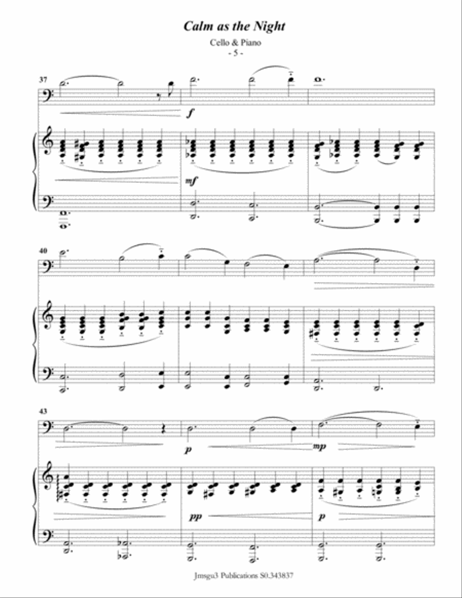 Bohm: Calm as the Night for Cello & Piano Piano scores gallery preview page 5