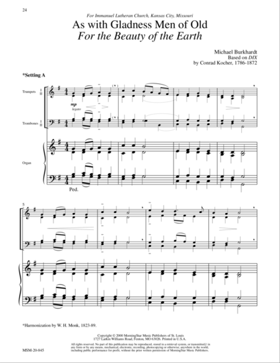 For the Beauty of the Earth/As with Gladness Men of Old (Dix) Choir scores gallery preview page 1