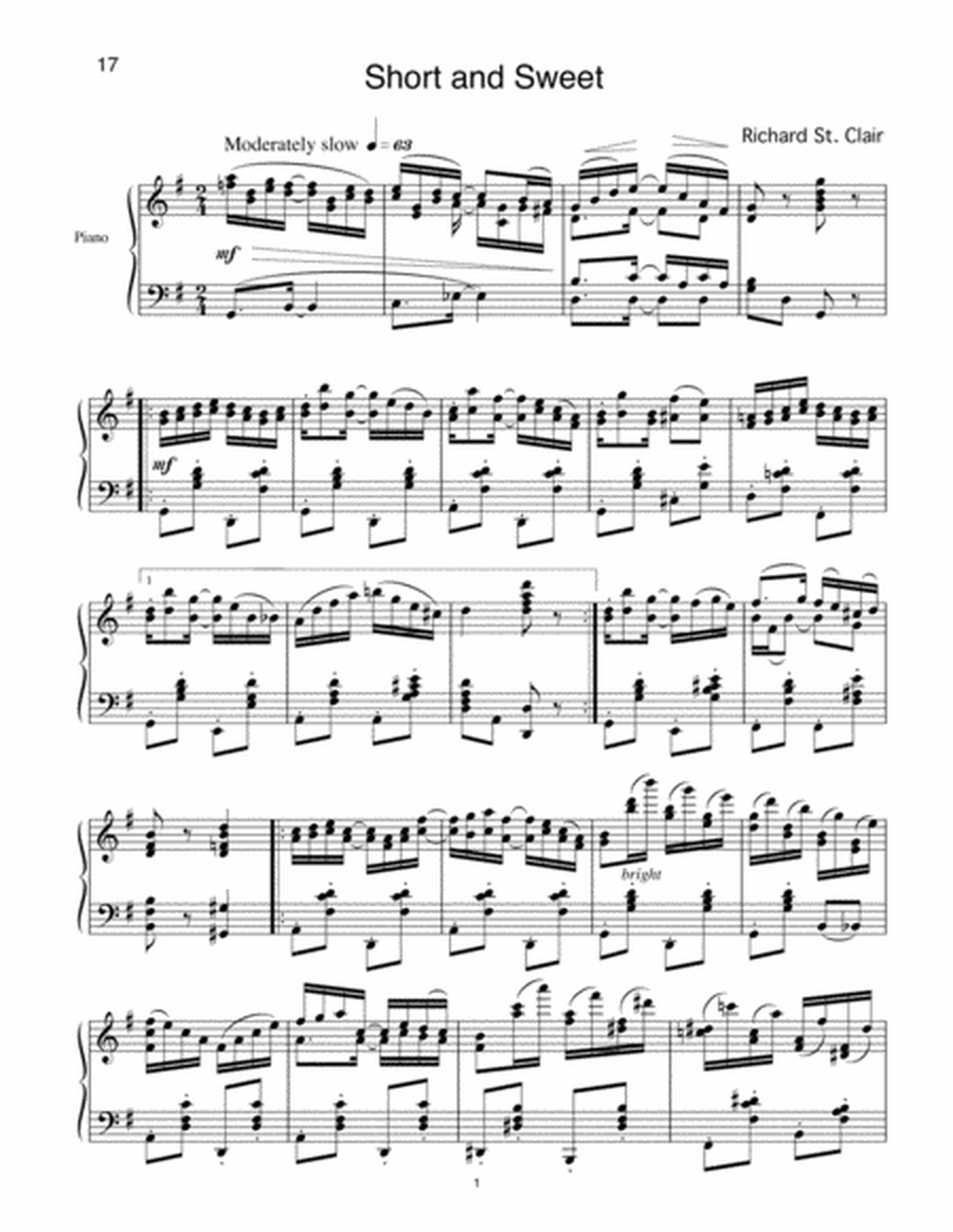 Short and Sweet Rag for Solo Piano image number null