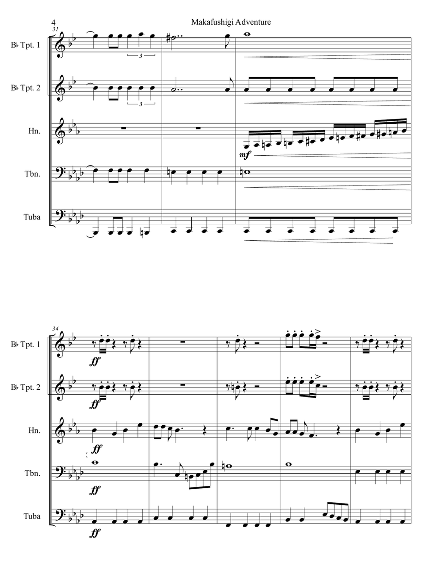 Makafushigi Adventure Makafushigi Adventure Brass Ensemble scores gallery preview page 4