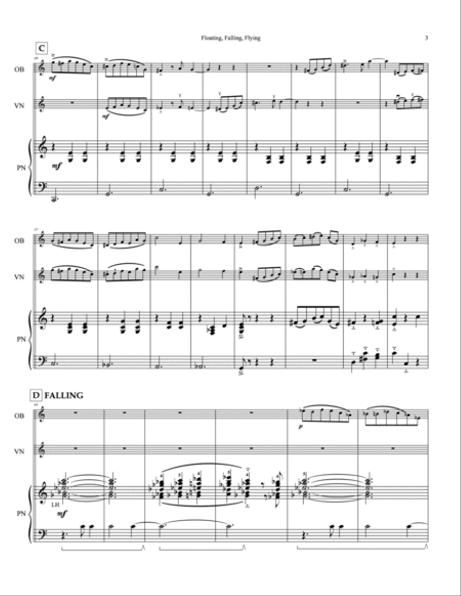 Floating, Falling, Flying (original version for Oboe, Violin and Piano) Oboe scores gallery preview page 4