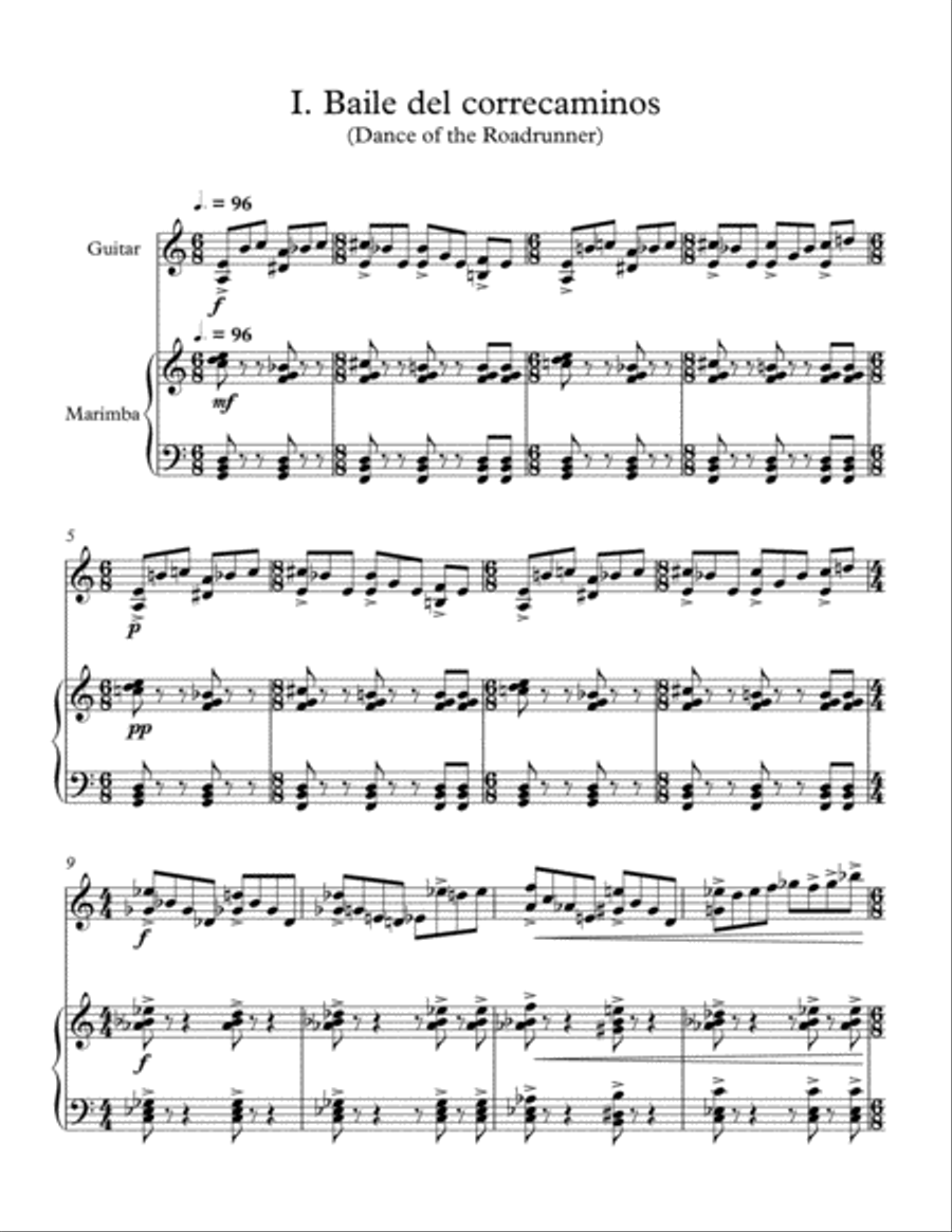 Three New Mexican Preludes for Guitar and Six-Mallet Marimba Guitar scores gallery preview page 2