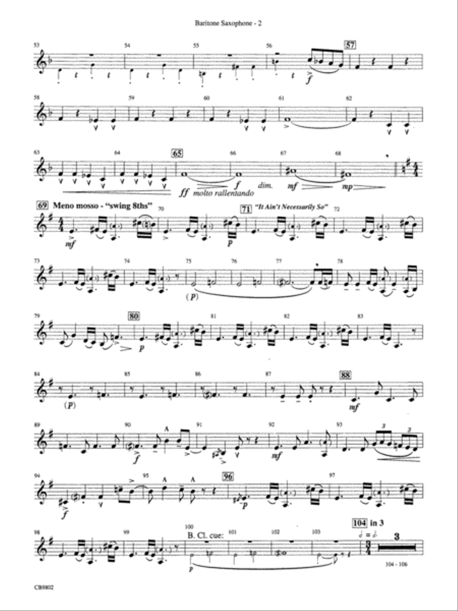 Porgy and Bess® (Medley): E-flat Baritone Saxophone Concert Band scores gallery preview page 2