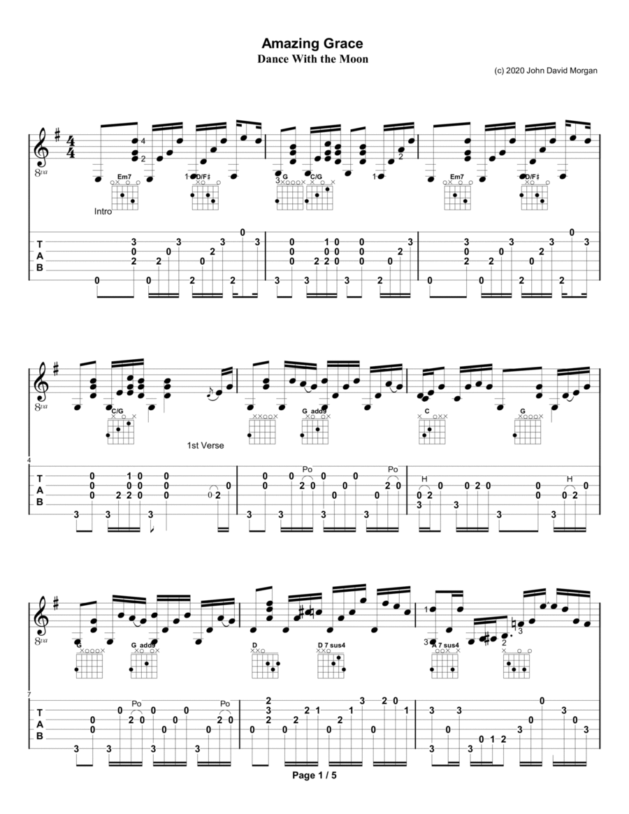 Amazing Grace Acoustic Guitar scores gallery preview page 1