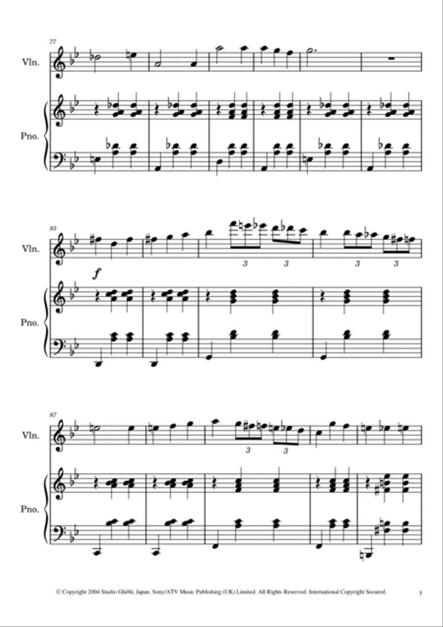 Merry-go-round Of Life Violin Solo scores gallery preview page 5