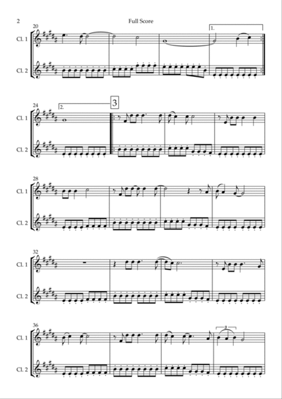 City Of Blinding Lights Clarinet Duet scores gallery preview page 2