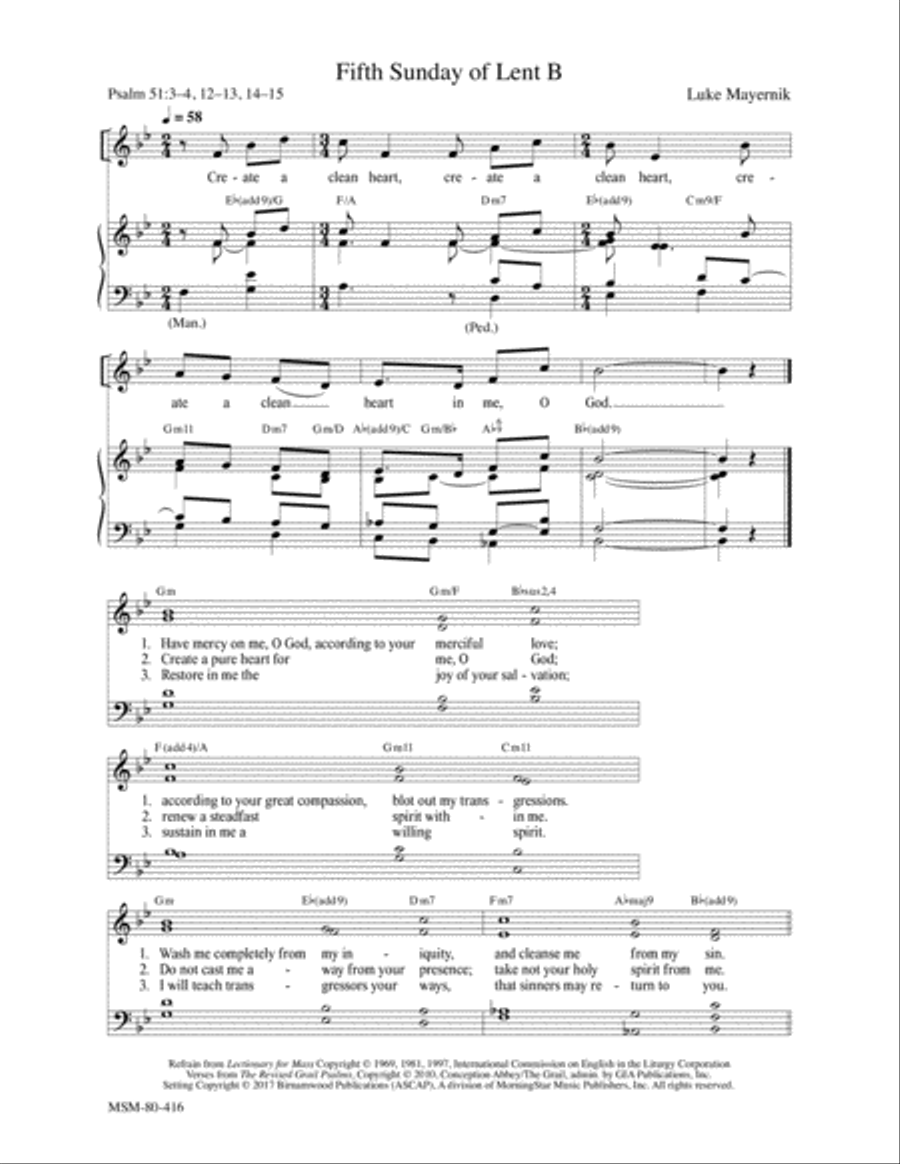 Fifth Sunday of Lent B 4-Part scores gallery preview page 1