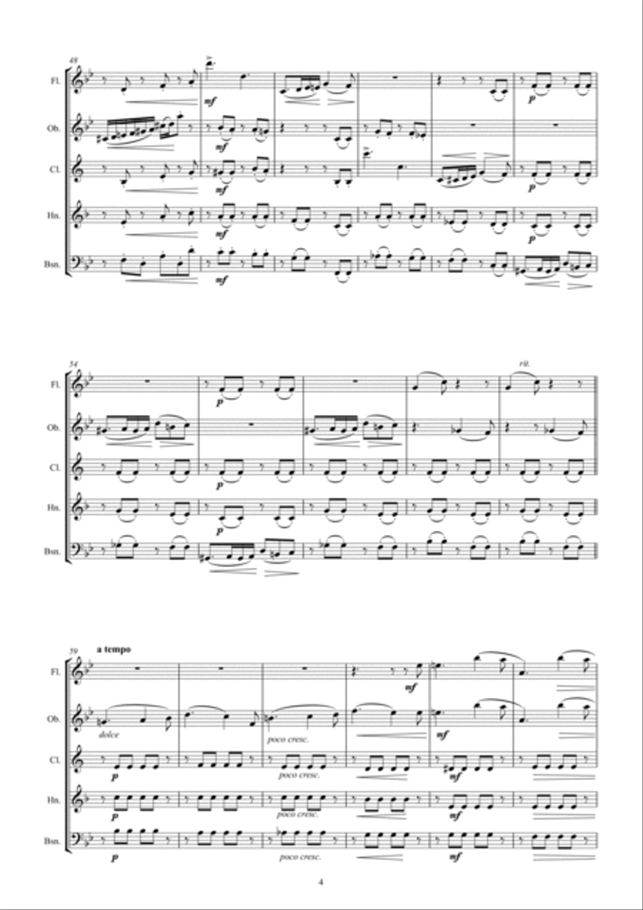 Tchaikovsky: The Seasons Op37 No.4 April (Snowdrop) Woodwind Quintet scores gallery preview page 6