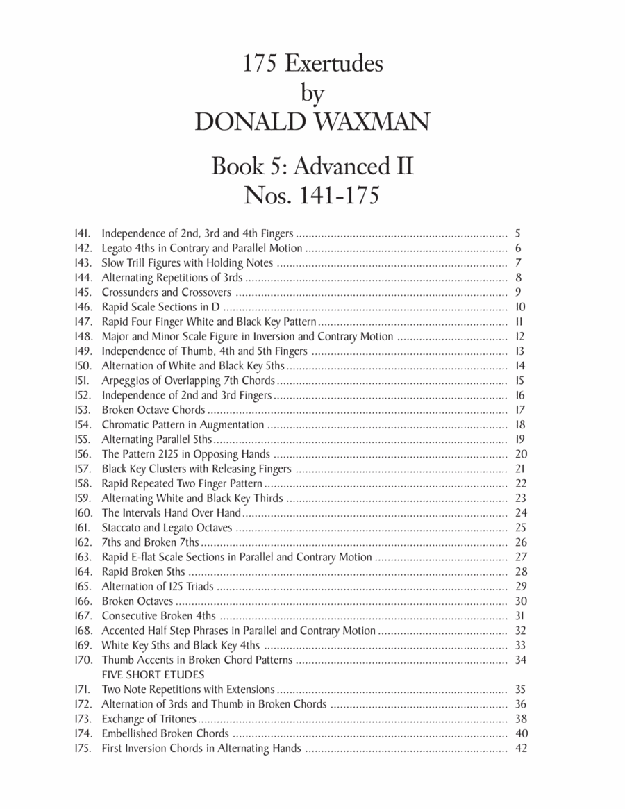 175 Exertudes, Book 5: Advanced II Piano Solo scores gallery preview page 1