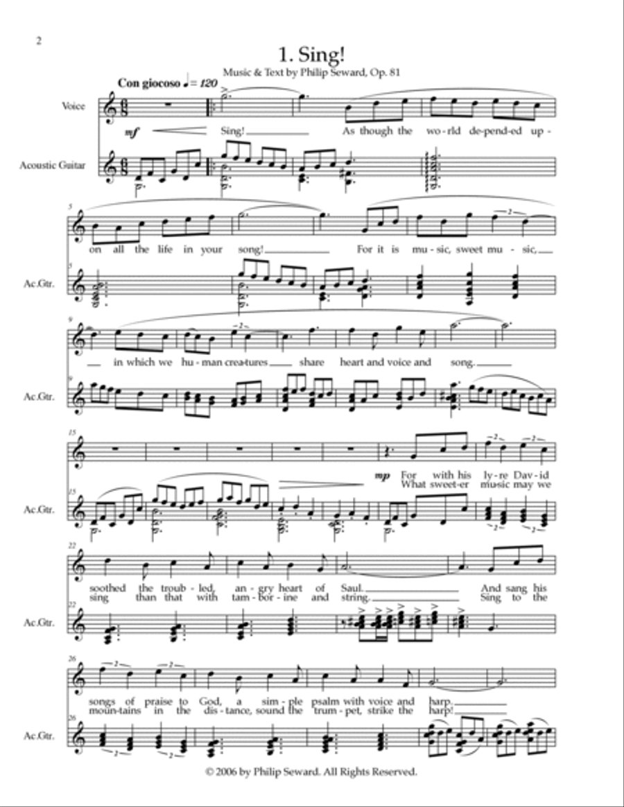 Three Songs for High Voice & Guitar Chamber Music scores gallery preview page 4