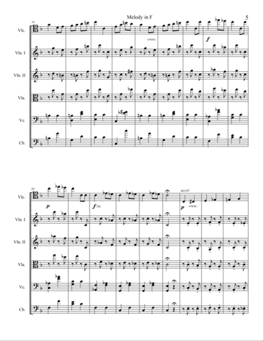 Melody in F Melody in F String Orchestra scores gallery preview page 5