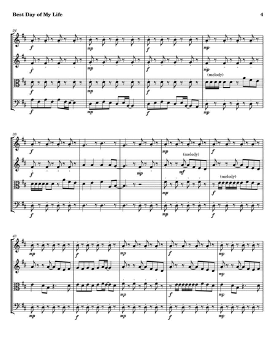 Best Day Of My Life Best Day Of My Life String Quartet scores gallery preview page 4