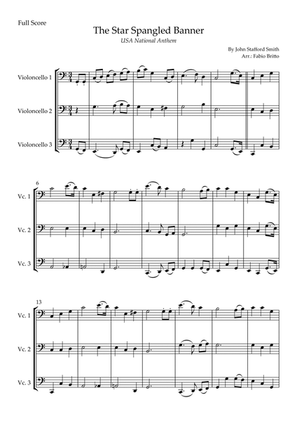 The Star Spangled Banner (USA National Anthem) for Cello Trio image number null