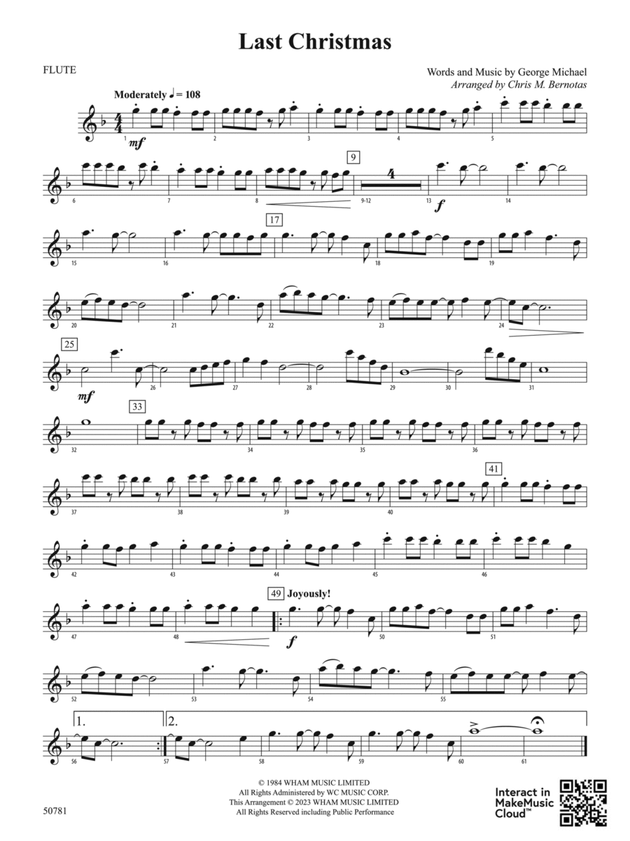 Last Christmas: Flute Concert Band scores gallery preview page 1