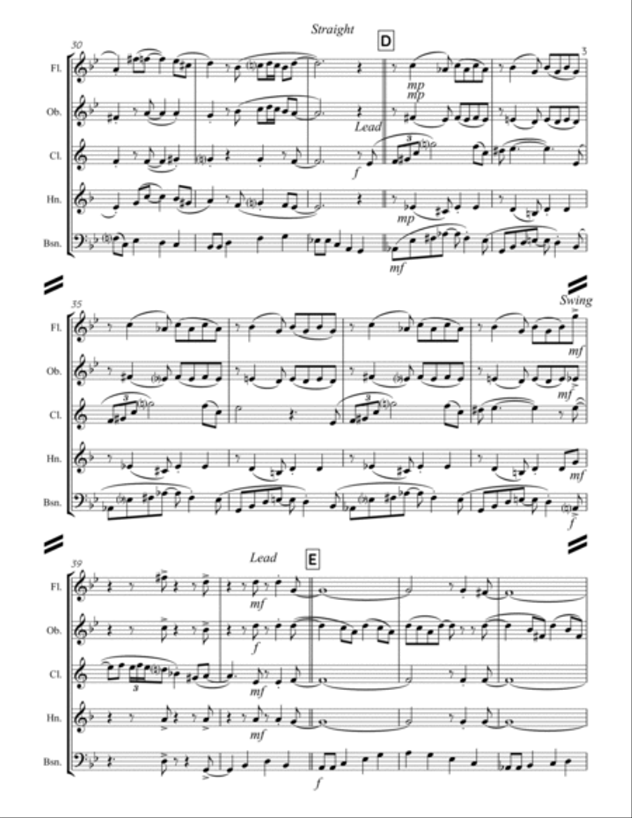 A Night In Tunisia Woodwind Quintet scores gallery preview page 4