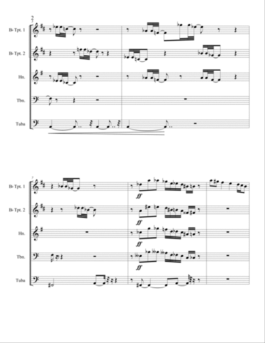 Three and One-Half Movements for Brass; Movement I Etude with 'tude. Brass Ensemble scores gallery preview page 2