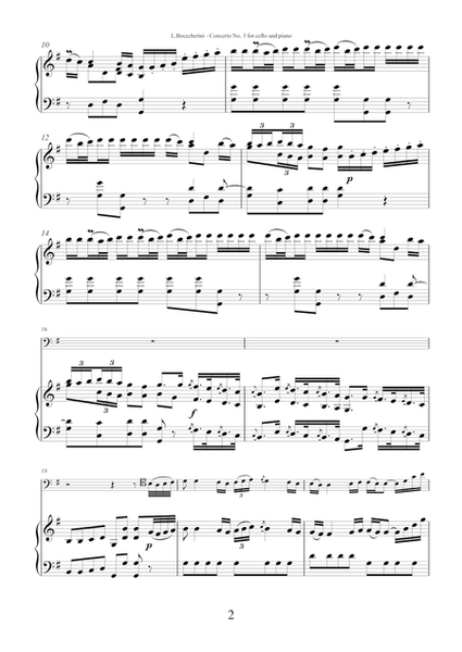 Concerto No.3 G. 480 in G major by Luigi Boccherini for cello and piano