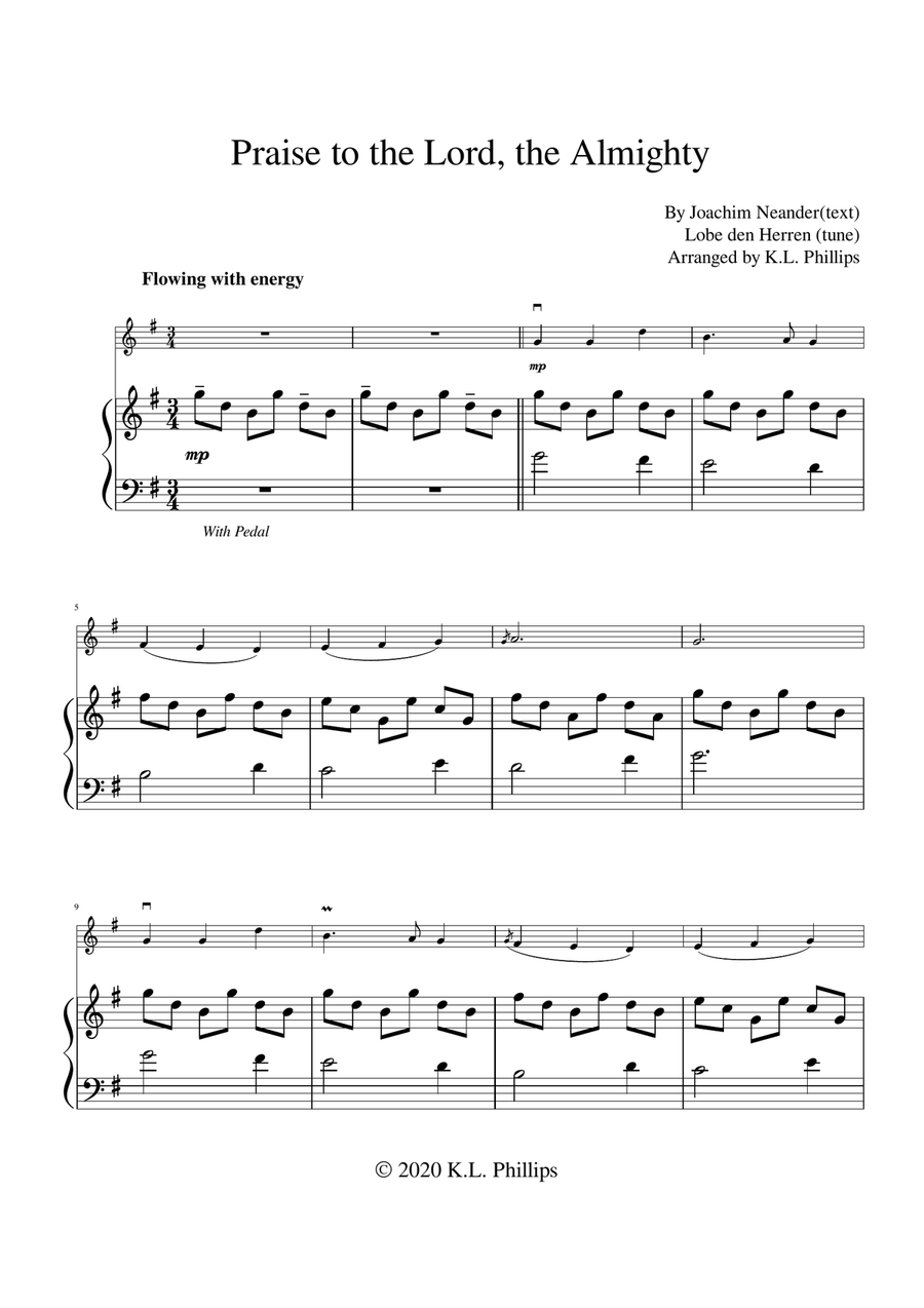 Praise to the Lord, the Almighty - Violin Solo with Piano Accompaniment Violin Solo scores gallery preview page 2
