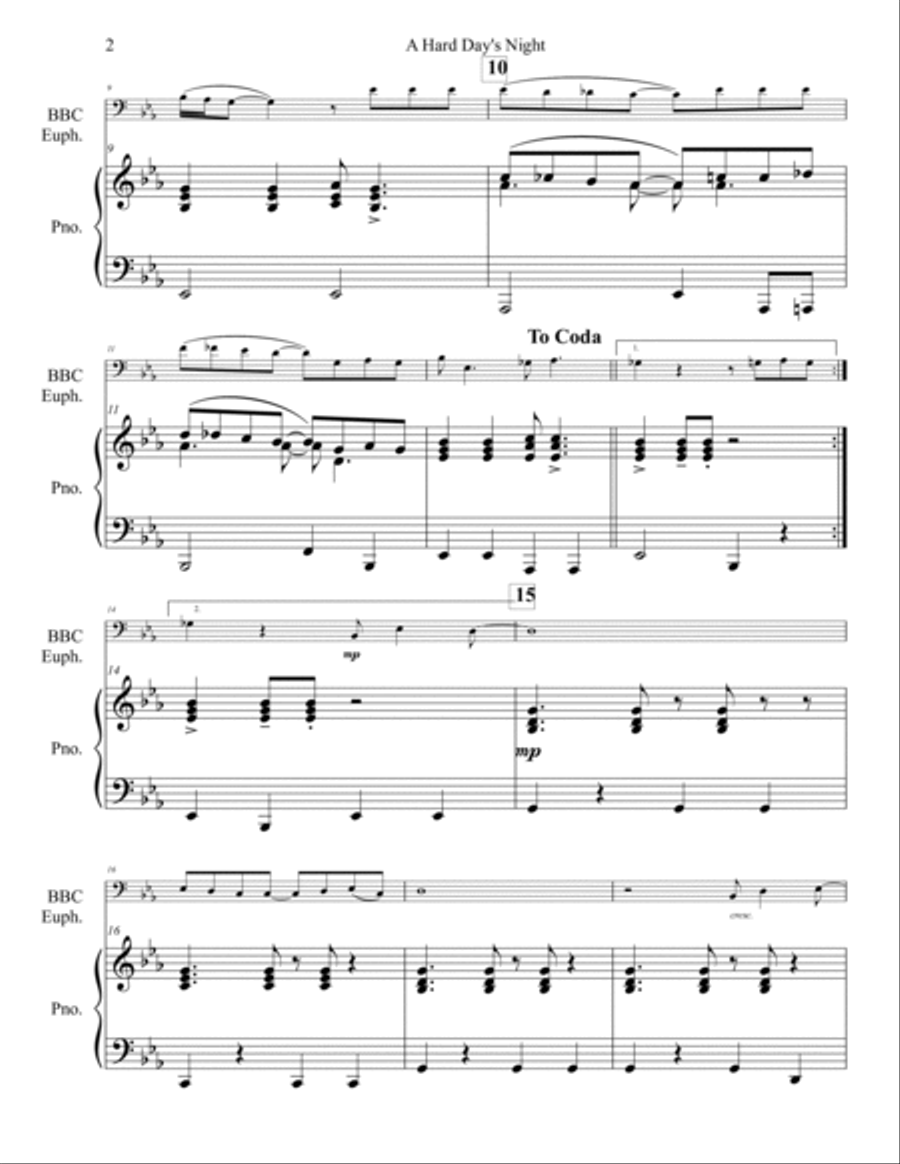 A Hard Day's Night Baritone Horn BC scores gallery preview page 3