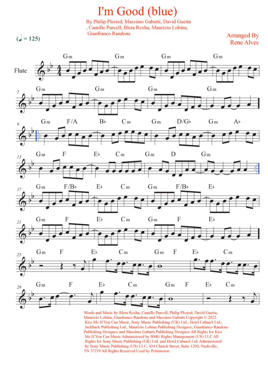 I'm Good (blue) I'm Good (blue) Flute Solo scores gallery preview page 1