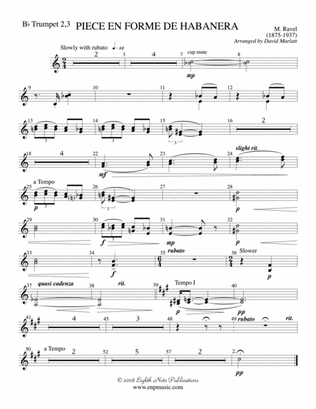 Piece en Forme de Habanera (Soloist and Concert Band): 2nd & 3rd Trumpet
