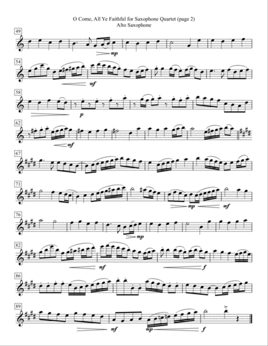 O Come, All Ye Faithful for Saxophone Quartet Saxophone Quartet scores gallery preview page 4