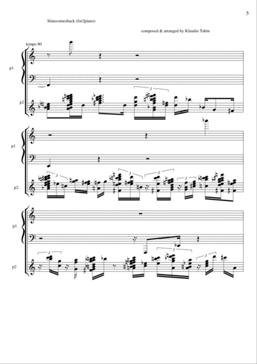 Stinecomesback (for piano duet) Piano Method scores gallery preview page 6