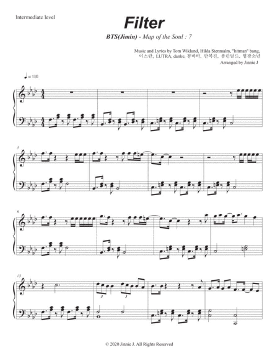 Filter Piano Solo scores gallery preview page 1