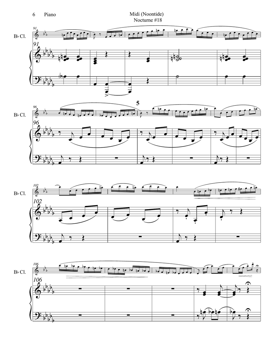 Midi (noontide) by John Field set for Bb clarinet and piano B-Flat Clarinet scores gallery preview page 6
