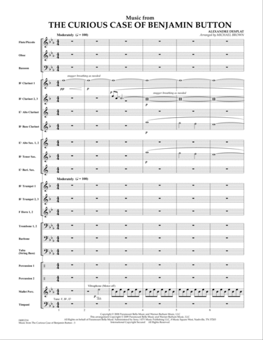 Music from The Curious Case of Benjamin Button - Full Score Score scores gallery preview page 2