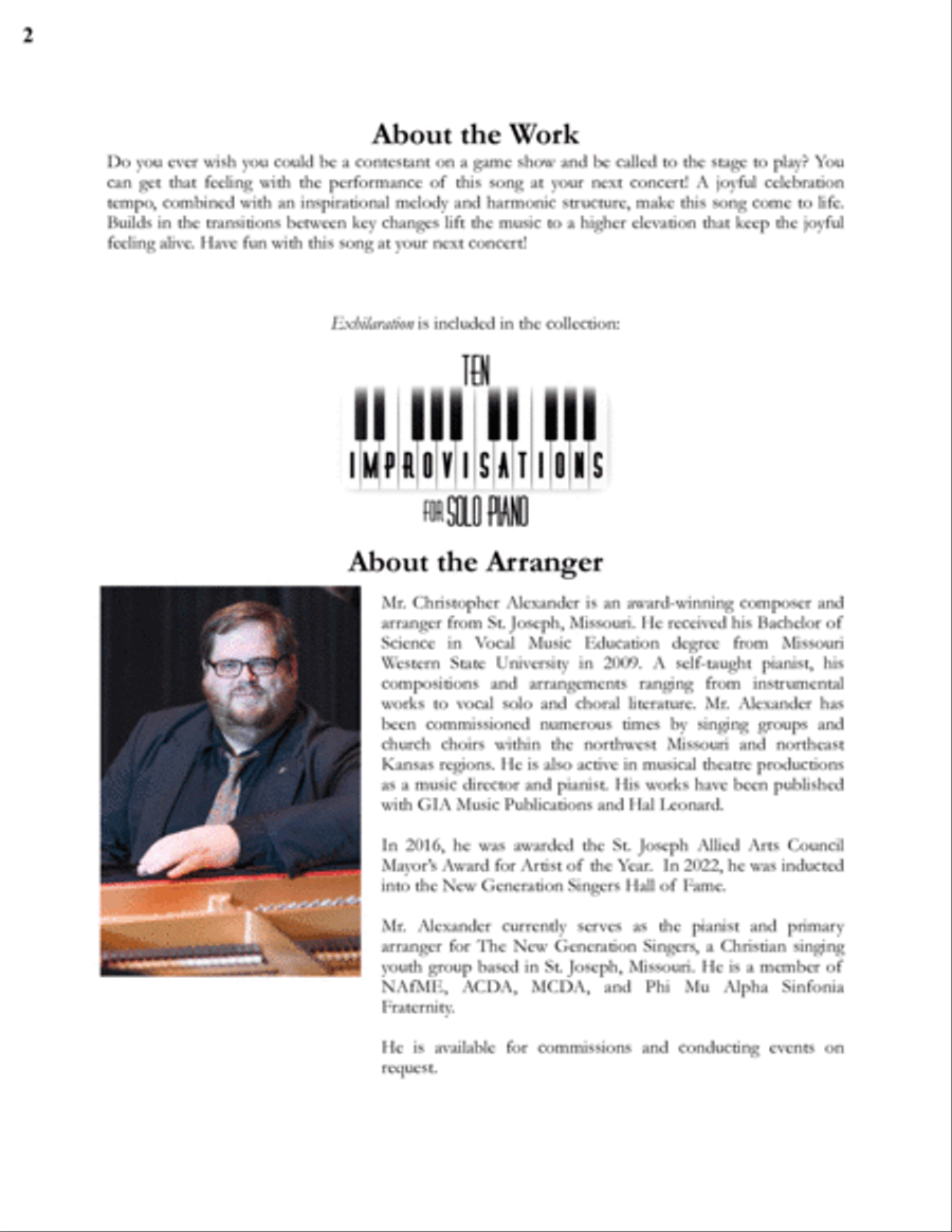 Exhilaration Piano Solo scores gallery preview page 2