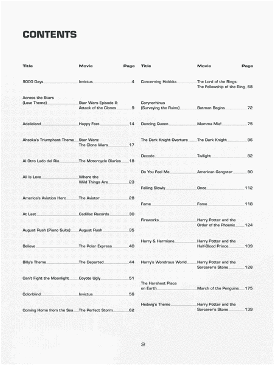 2000-2009 Best Movie Music Piano, Vocal, Guitar scores gallery preview page 3