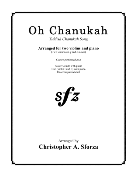 Oh Chanukah, for two violins and piano image number null