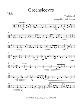 Greensleeves (variations for String Orchestra) Viola part