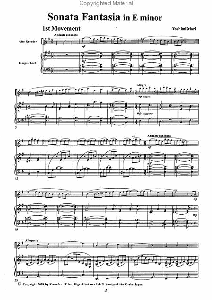 Sonata Fantasia Alto Recorder scores gallery preview page 3